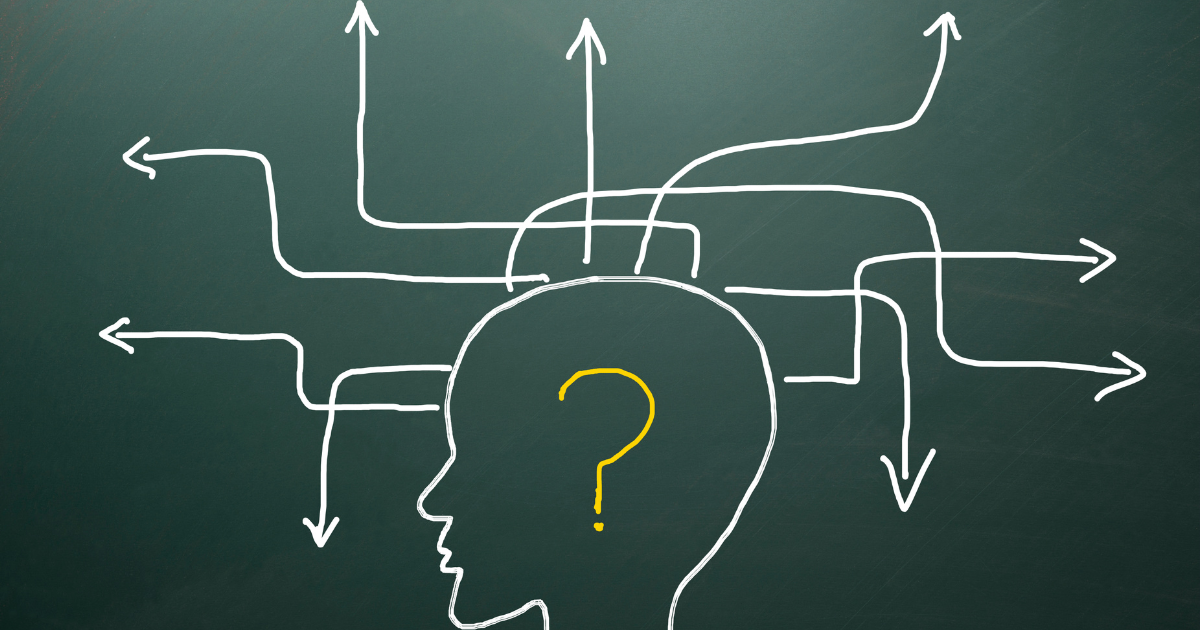 Illustration showing a head with multiple arrows pointing in different directions